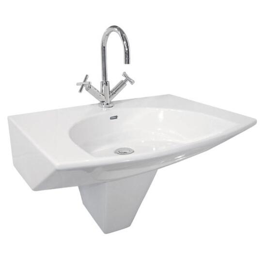 4th Dimension Porcelain Basin & Semi Pedestal Curved Fashionable Bathroom Accessory
