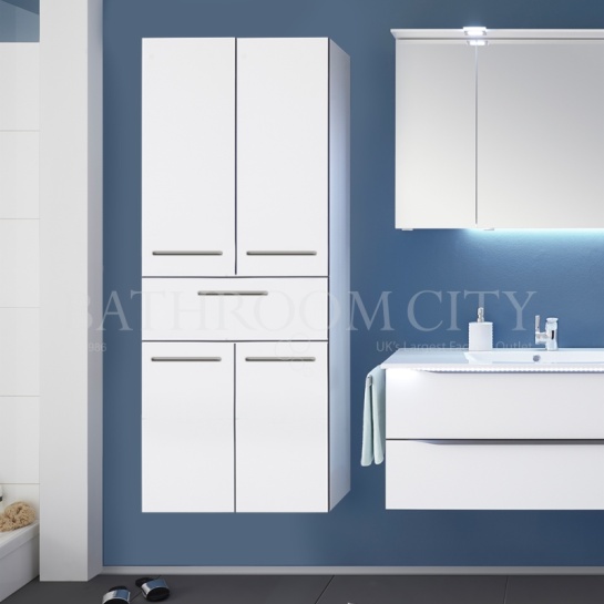 Solitaire 6025 Tall cabinet 2 open shelf doors 1 drawer, 2 laundry tilts 1680x600x330 PG2