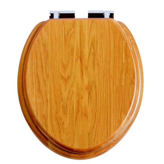 Oak/Chrome Soft Close Toilet Seat