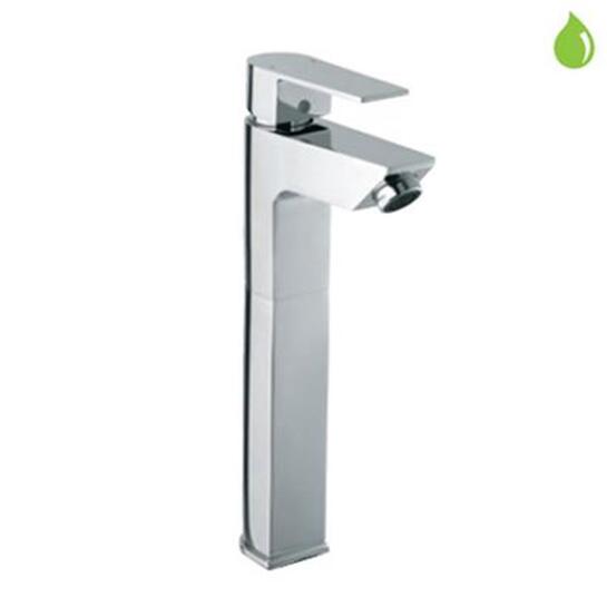 Aria Single Lever High Neck Basin Mixer (150mm Extension Body) Without Popup Waste, with 600mm Long Braided Hoses, HP 1.0