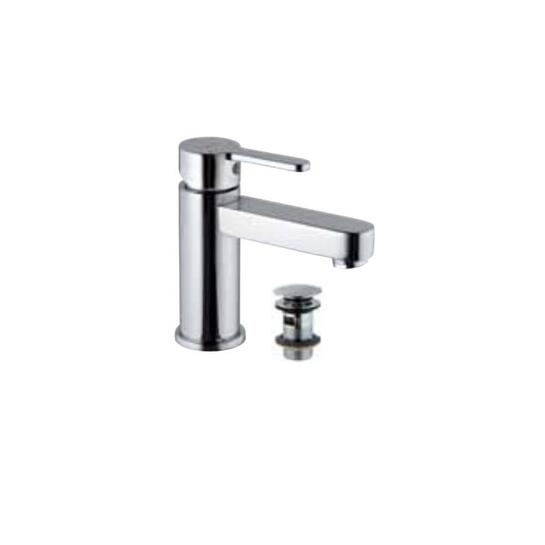 Fusion Single Lever Extended Basin Mixer (Height-95mm) with 375mm Long Braided Hoses & Click Clack Basin Waste, Slotted (ALD-729), HP 1.0