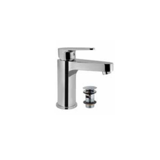 Vignette Prime Single Lever Basin Mixer with 375mm Long Braided Hoses & Click Clack Basin Waste, Slotted (ALD-729), HP 1.0
