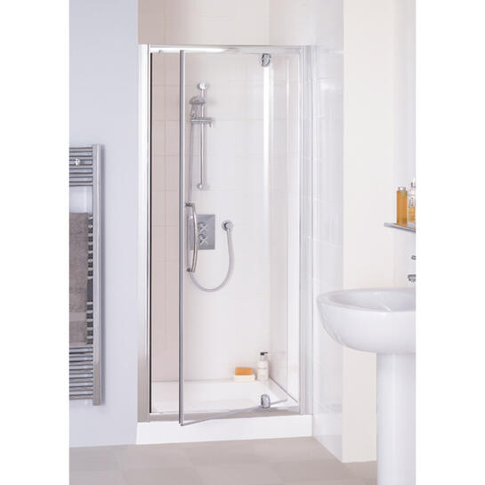 Shower Enclosure White Semi Framed Pivot Door 750 X 1850 Ellegant