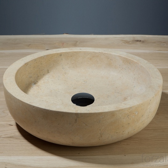 Forzalaqua Verona Natural Stone Countertop Basin Travertine Round Design