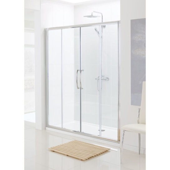 Lakes Silver Semi Framed Double Slider Bathroom Shower Door