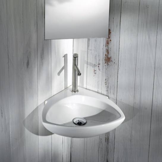 Corner wall hung cloakroom basin Tilly Corner Wall Hung Mounted Bathroom And Cloakroom Wash Basin