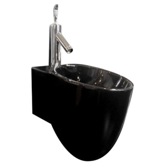 black wall mounted basin Tixel Black Ceramic Basin Wall Hung Curved and Stylish Bathroom Accessory