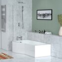 Modern acrylic designer P-shape Shower Bath 1700 Left Hand