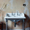 Classic Basin for Integrated Waste & Overflow 65cm 2TH and Brushed Aluminium Basin Stand