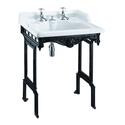 Classic Basin for Integrated Waste & Overflow 65cm 2TH and  Black Aluminium Basin Stand