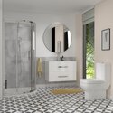 Bathroom Shower Suite in White with Wall hung vanity and toilet