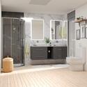Grey Bathroom Shower Suite with Double Wall hung countertop unit