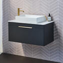 Britton Shoreditch Wall Hung Single Drawer 850mm Vanity Unit with Quad Countertop Basin Main