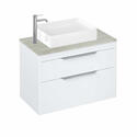 Britton Shoreditch Wall Hung Double Drawer 850mm Vanity Unit with Quad Countertop Basin White