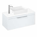Britton Shoreditch Wall Hung Double Drawer 1000mm Vanity Unit with Quad Countertop Basin White