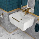 SMALL, WHITE,WALL HUNG, VANITY UNIT WITH OPTIONAL GOLD OR CHROME HANDLES