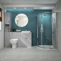 Product image for Oliver Shower Suite 1500 Fitted Furniture Combination Vanity Unit Toilet & Tall Storage with 900 Quad Shower Cubicle
