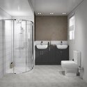 Product image for Oliver Shower Suite 1500 Fitted Furniture Double Basin Vanity Unit & Storage with Toilet and Quad Shower Enclosure