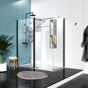 Product Image of Radiant Black 1300 Walk in Shower Enclosure with Side Panel for Corner
