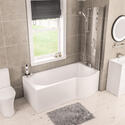 Portland 1500 Right-hand P-shape Shower Bath with Optional Beauforte Reinforcement