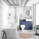 oliver navy blue 1100 fitted furniture small bath suite chrome handles