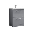 nuie arno grey 600 floorstanding 2-drawer vanity unit & basin
