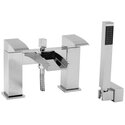 deluxe Modern CHROME waterfall bath mixer tap with shower lever Handle