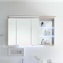 Contea Bathroom Mirror Cabinet 3 Double-Mirrored Doors with Illuminated Canopy and Power Outlet