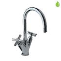 Solo Monoblock Basin Mixer without popup waste, with 375mm Long Braided Hoses, LP 0.3