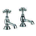 deluxe CHROME standard Twin Basin Taps (Pairs of taps) With a cross head Handle