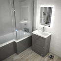 Extra Product Image For Complete Patello Grey L Shape Shower Bath Suite Incl Sink Cabinet Toilet And Taps. 1