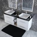 Glass top double bathroom cabinets and basin