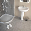 White basin with corner shower 