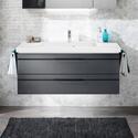 Front view of Balto Double Drawer Vanity Unit in Grey