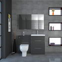 Extra Product Image For Patello Bathroom Furniture Suite With Mirror Cabinet & Wall Cabinet Anthracite Or White 2