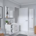 Modern, luxury white bathroom furniture suite 
