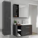 Wall hung grey bathroom vanity unit and basin