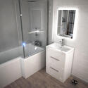 Extra Product Image For L Shape Patello White Shower Bath Suite Incl 2 Drawer Basin Unit Toilet And Cabinet Taps And Panels 2