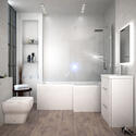 Extra Product Image For L Shape Patello White Shower Bath Suite Incl 2 Drawer Basin Unit Toilet And Cabinet Taps And Panels 3