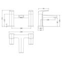 Line Drawing for Nuie Hardy Bath Filler Tap