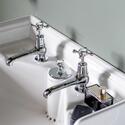 Classic Basin for Integrated Waste & Overflow 65cm 2TH And Chrome washstand