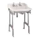 Classic Basin for Integrated Waste & Overflow 65cm 2TH and Brushed Aluminium Basin Stand