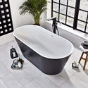 Room scene with angled top view of Verone Black Freestanding Bath
