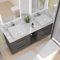 counter top double basin with storage and chrome handles