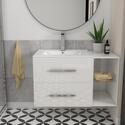 Bathroom white wall hung vanity unit with 2 draws