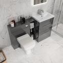 Grey Vanity Bathroom Unit with Glass Shelf Storage