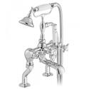 Axbridge Traditional Bath Shower Mixer Deck Mounted Tap with Shower Kit, Crosshead, Chrome or Nickel Finish