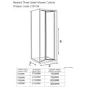 Tech Drawing of Radiant Reduced Height One Wall Shower 700 Bifold