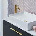 Britton Shoreditch Wall Hung Single Drawer 850mm Vanity Unit with Quad Countertop Basin