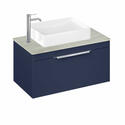 Britton Shoreditch Wall Hung Single Drawer 850mm Vanity Unit with Quad Countertop Basin Blue